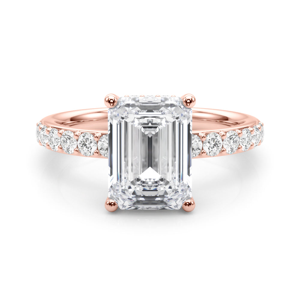 Classic Em Center Emerald Diamond Engagement Ring — 9K/18K Gold & Platinum