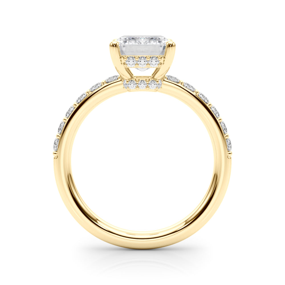 Classic Em Center Emerald Diamond Engagement Ring — 9K/18K Gold & Platinum
