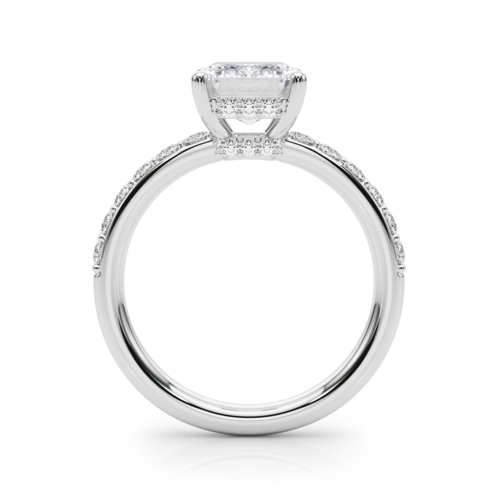 Classic Em Center Emerald Diamond Engagement Ring — 9K/18K Gold & Platinum