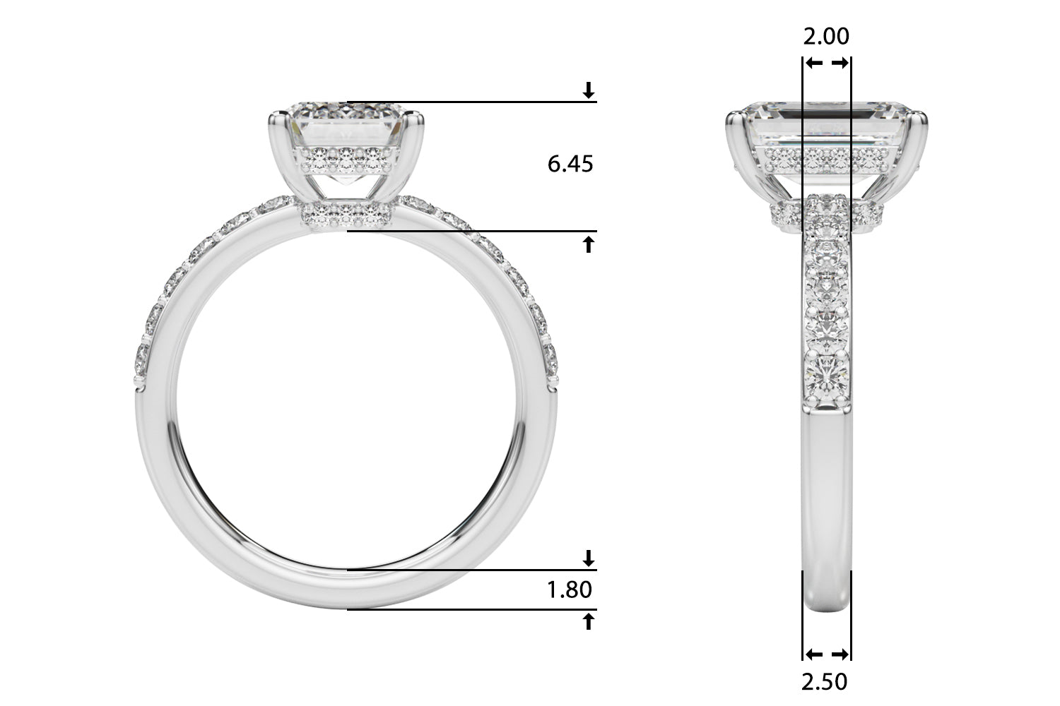 Classic Em Center Emerald Diamond Engagement Ring — 9K/18K Gold & Platinum