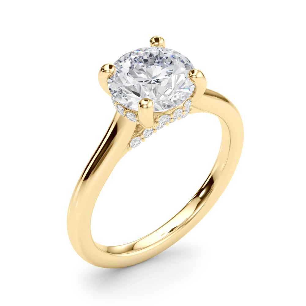 Timeless Sidestone Round Diamond Engagement Ring — 9K/18K Gold & Platinum