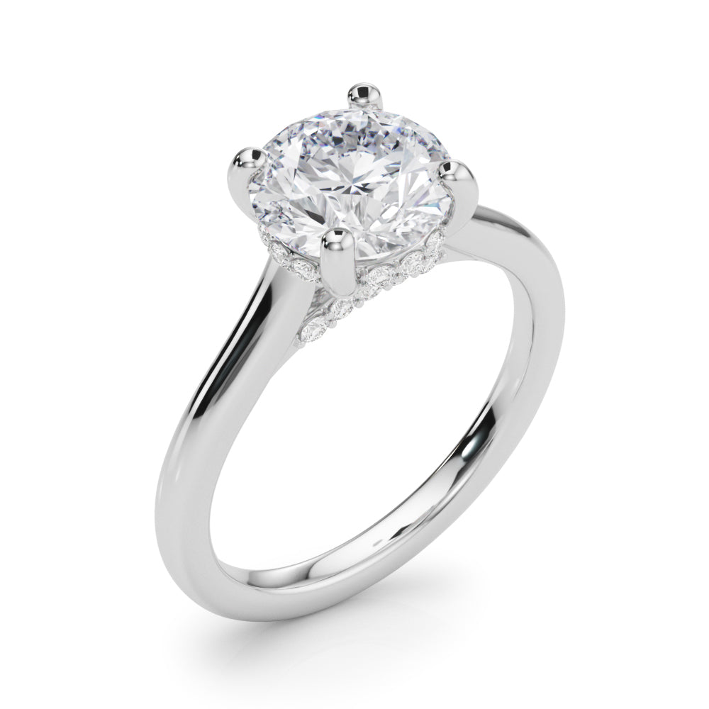 Timeless Sidestone Round Diamond Engagement Ring — 9K/18K Gold & Platinum