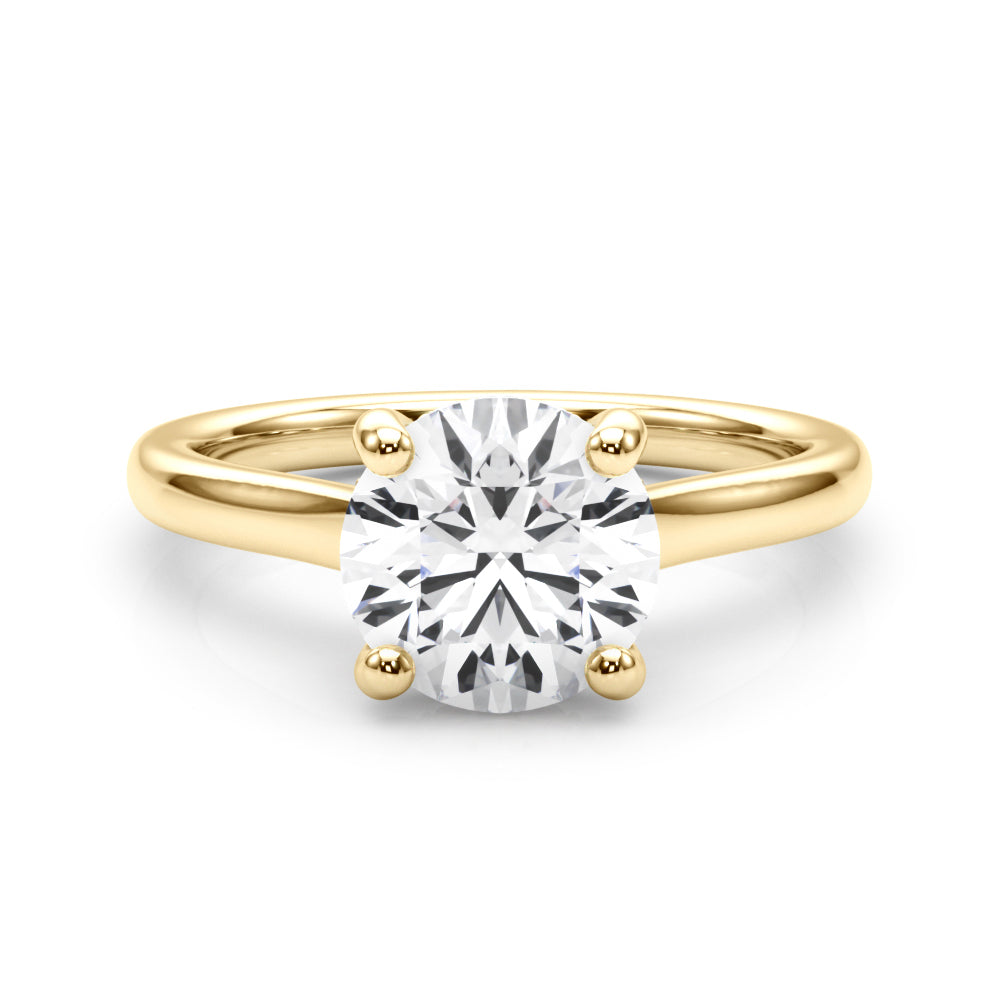 Timeless Sidestone Round Diamond Engagement Ring — 9K/18K Gold & Platinum