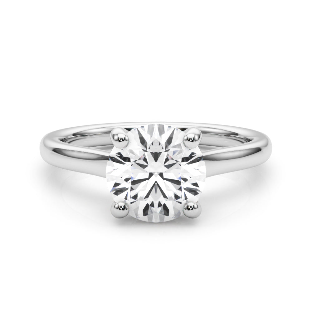 Timeless Sidestone Round Diamond Engagement Ring — 9K/18K Gold & Platinum