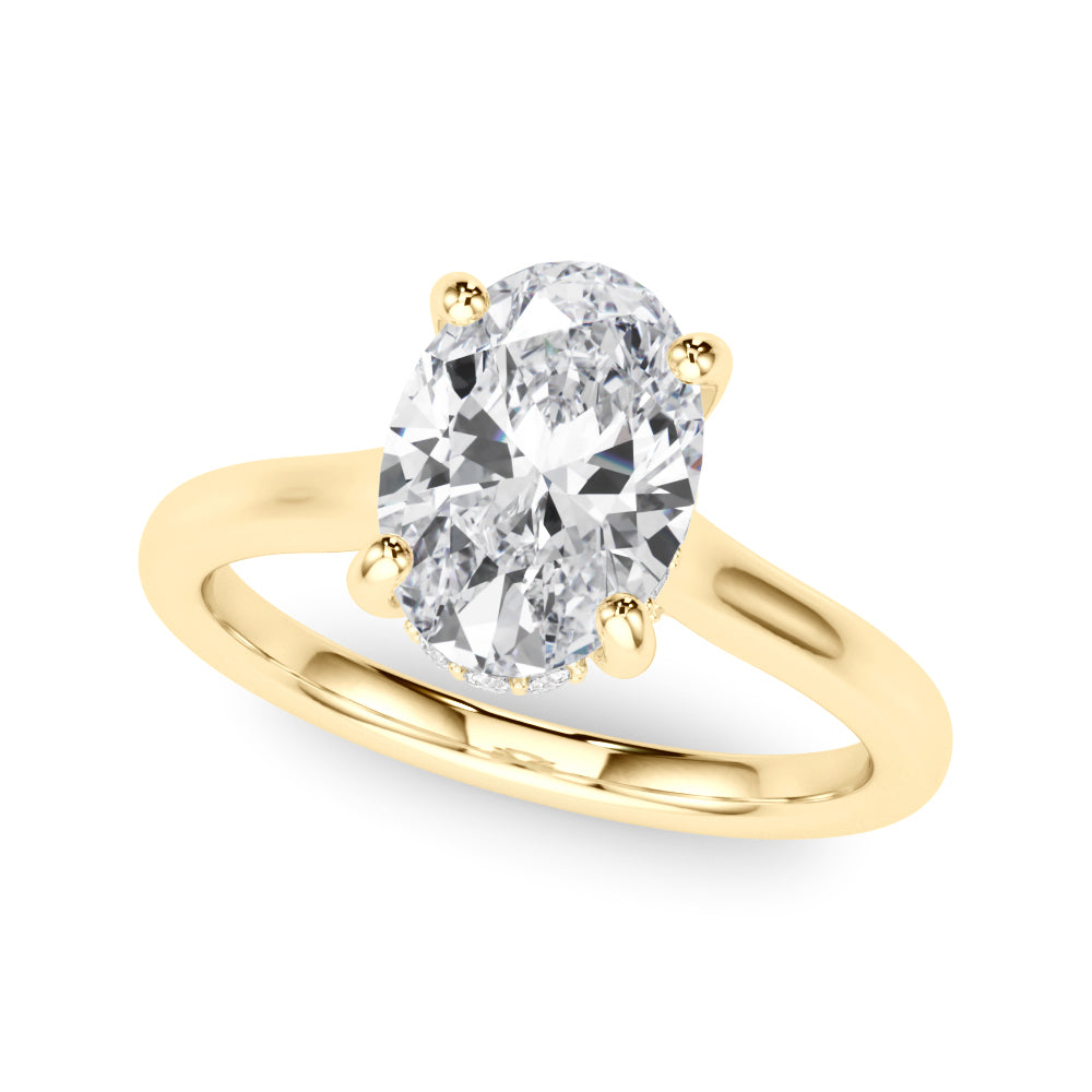 Elegant Sidestone Oval Diamond Engagement Ring — 9K/18K Gold & Platinum