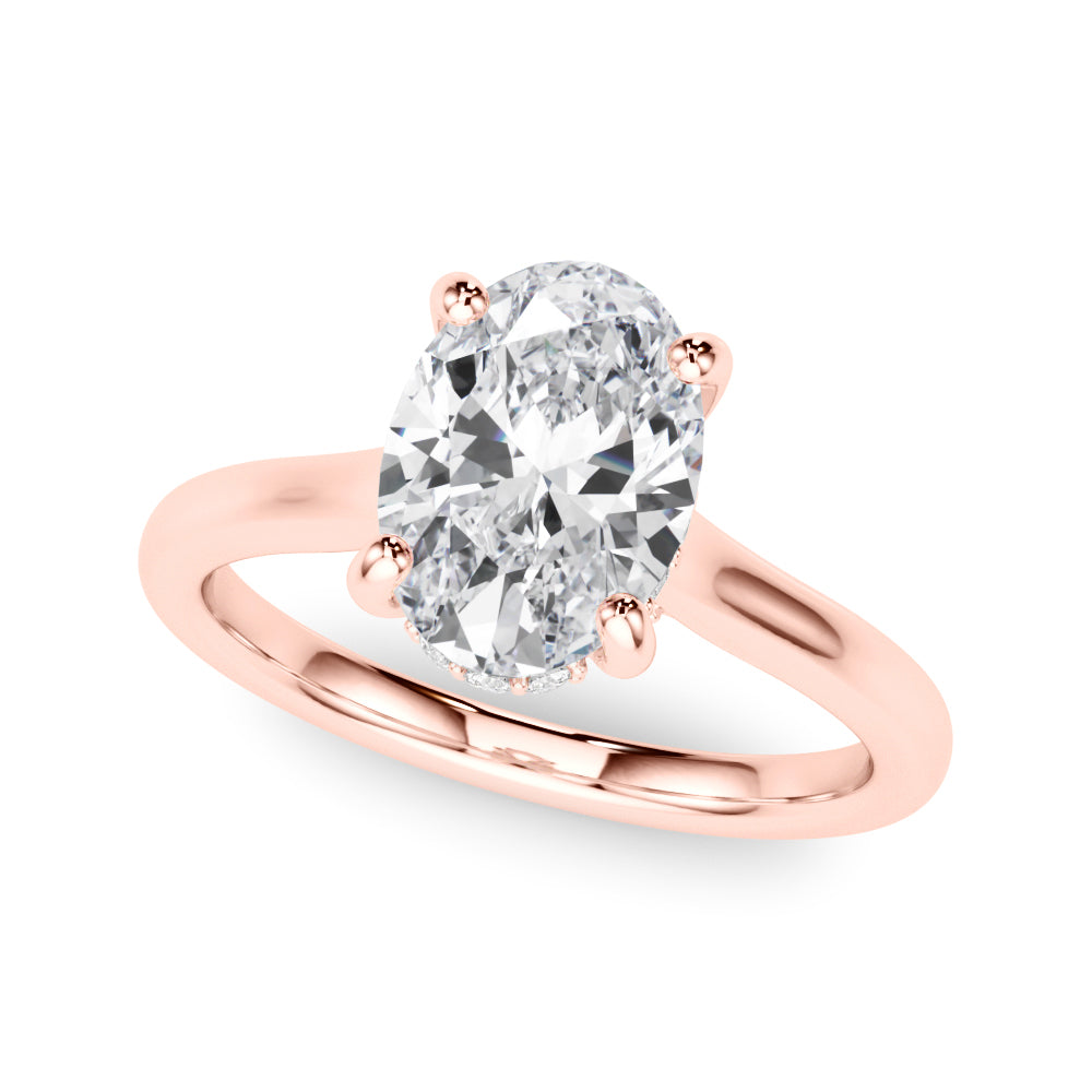 Elegant Sidestone Oval Diamond Engagement Ring — 9K/18K Gold & Platinum