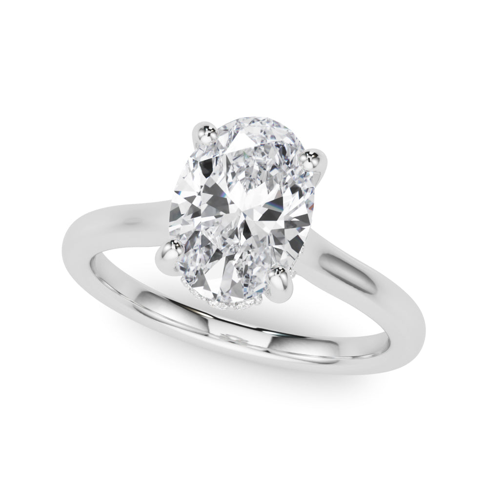 Elegant Sidestone Oval Diamond Engagement Ring — 9K/18K Gold & Platinum