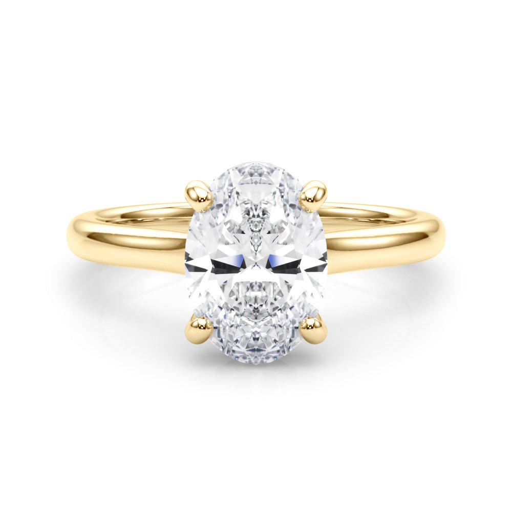 Elegant Sidestone Oval Diamond Engagement Ring — 9K/18K Gold & Platinum