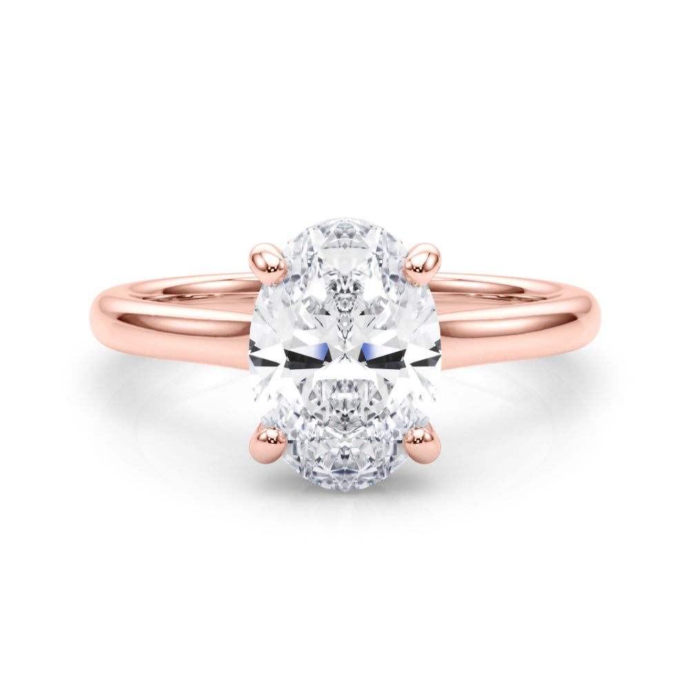 Elegant Sidestone Oval Diamond Engagement Ring — 9K/18K Gold & Platinum