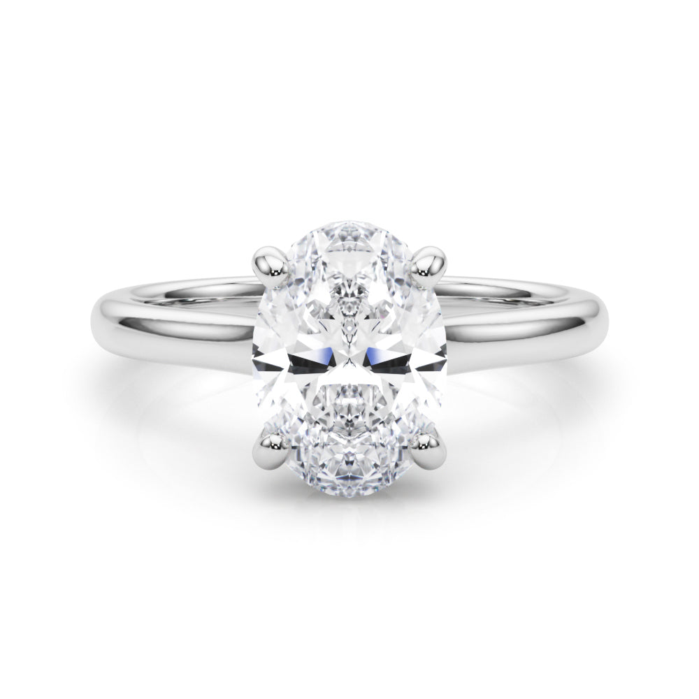 Elegant Sidestone Oval Diamond Engagement Ring — 9K/18K Gold & Platinum