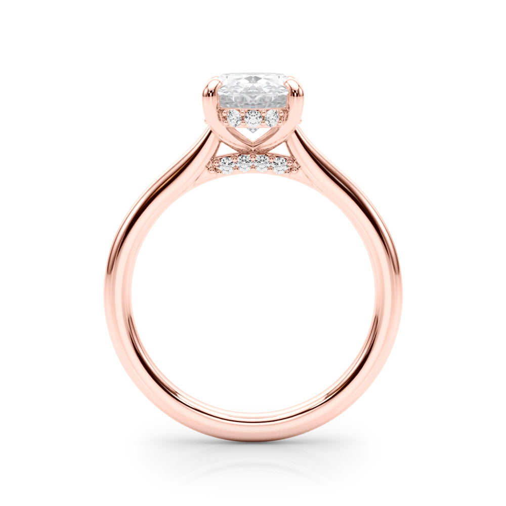 Elegant Sidestone Oval Diamond Engagement Ring — 9K/18K Gold & Platinum