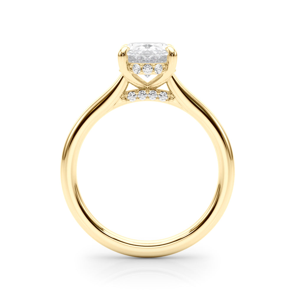Elegant Sidestone Oval Diamond Engagement Ring — 9K/18K Gold & Platinum