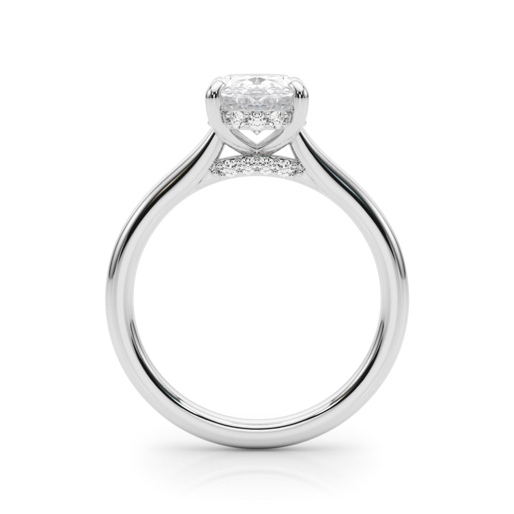 Elegant Sidestone Oval Diamond Engagement Ring — 9K/18K Gold & Platinum