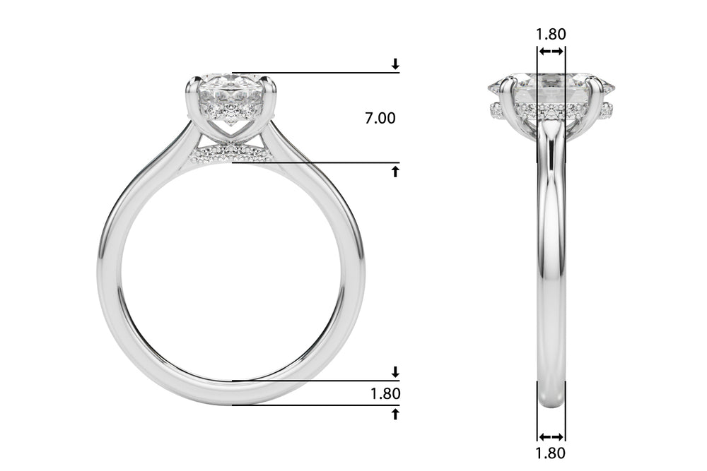 Elegant Sidestone Oval Diamond Engagement Ring — 9K/18K Gold & Platinum