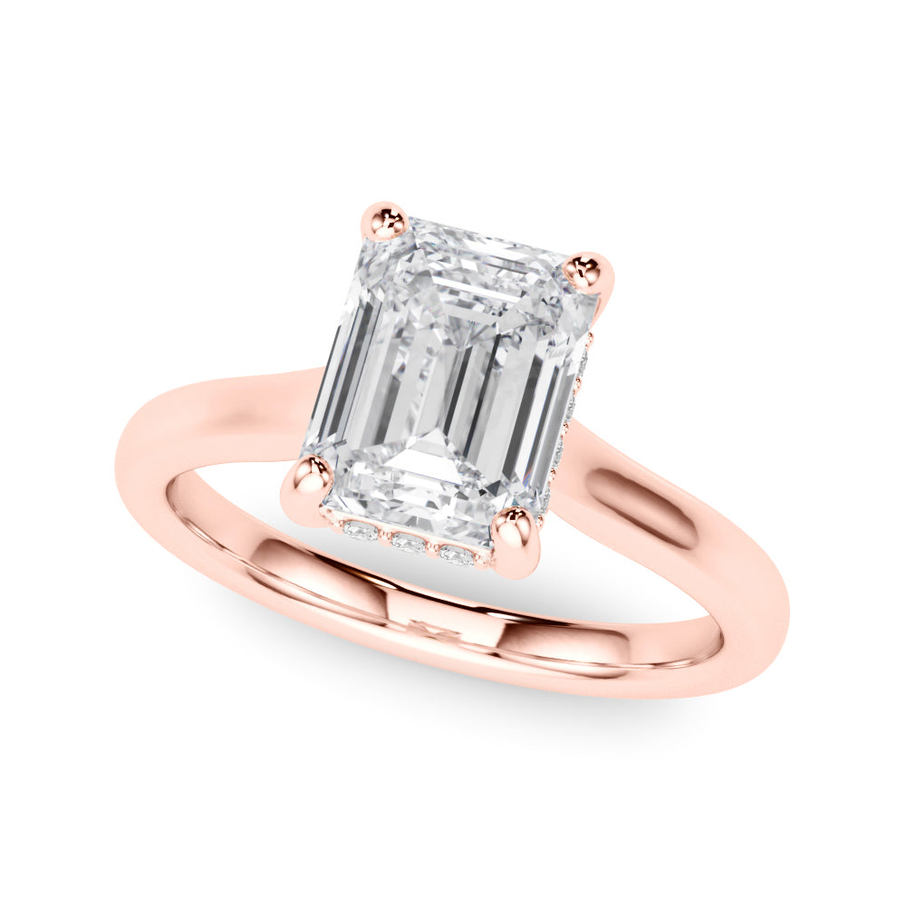 Vintage-Inspired Sidestone Emerald Diamond Engagement Ring — 9K/18K Gold & Platinum