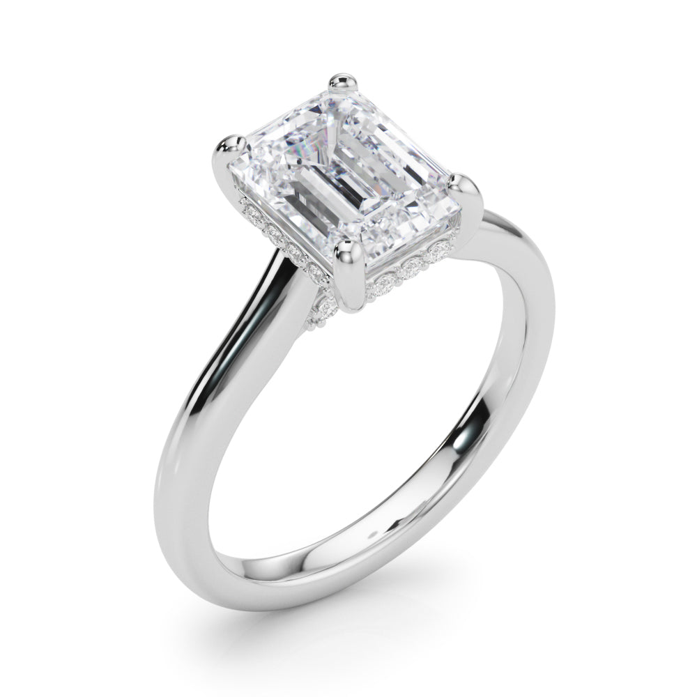 Vintage-Inspired Sidestone Emerald Diamond Engagement Ring — 9K/18K Gold & Platinum