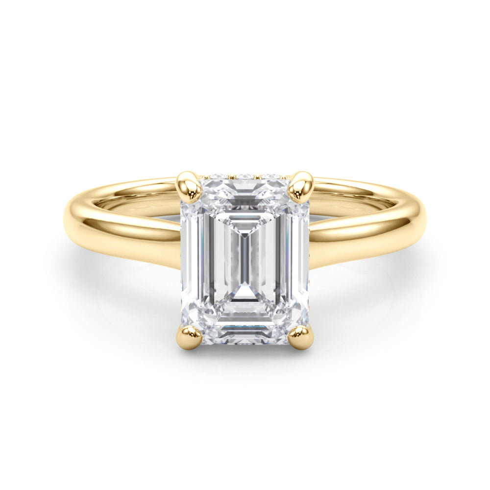 Vintage-Inspired Sidestone Emerald Diamond Engagement Ring — 9K/18K Gold & Platinum