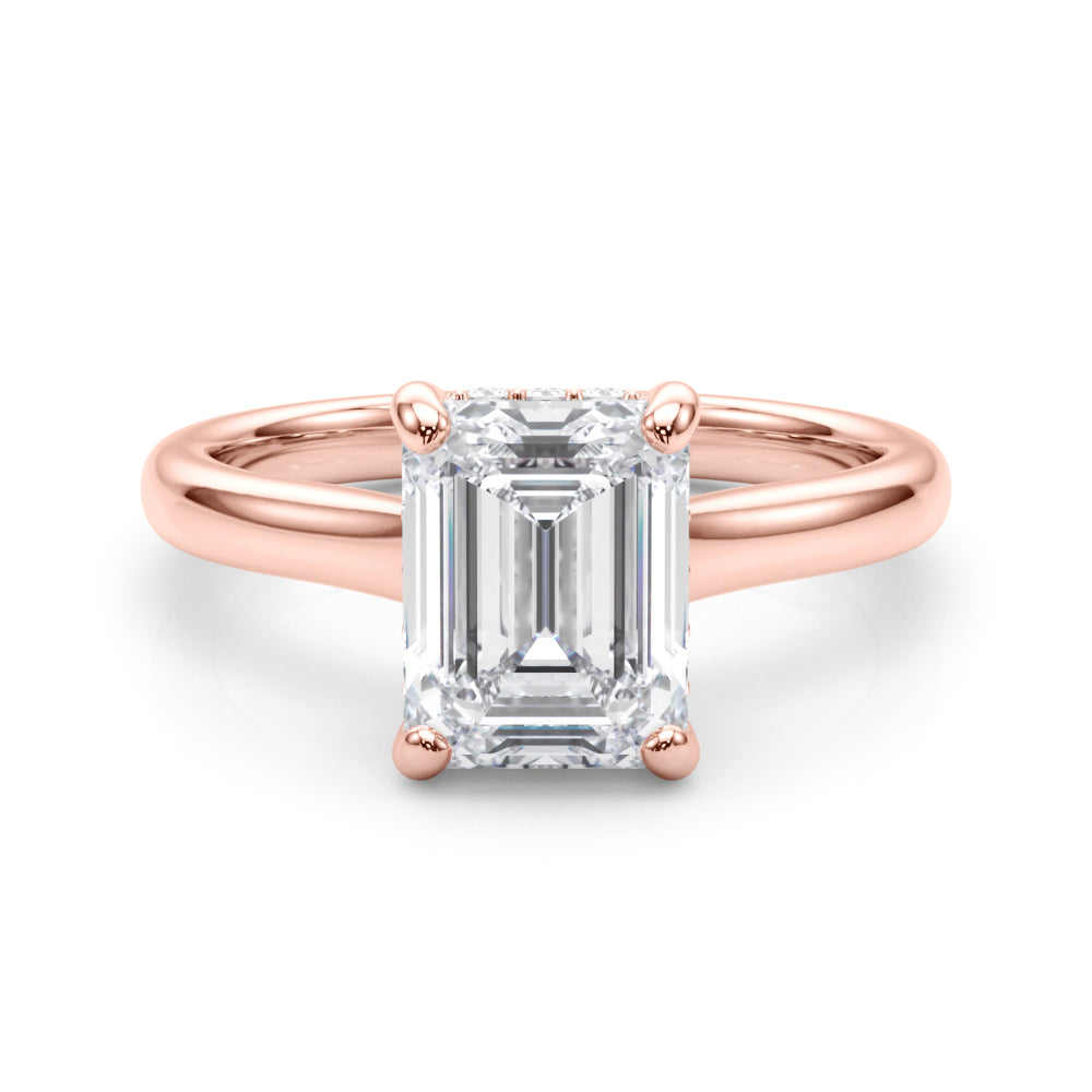 Vintage-Inspired Sidestone Emerald Diamond Engagement Ring — 9K/18K Gold & Platinum