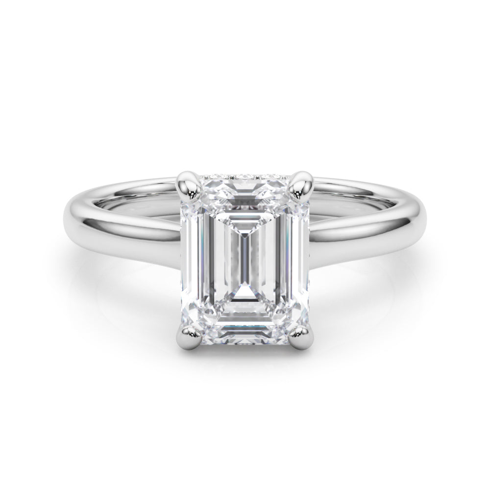 Vintage-Inspired Sidestone Emerald Diamond Engagement Ring — 9K/18K Gold & Platinum
