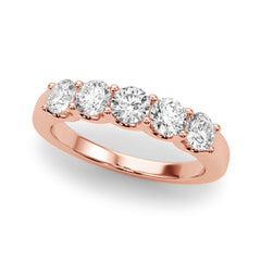 5-Stone Shared Prong Half Eternity Ring in Gold & Platinum
