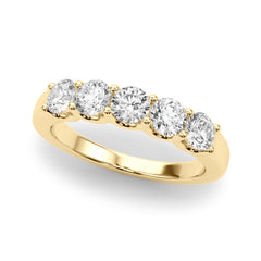 5-Stone Shared Prong Half Eternity Ring in Gold & Platinum