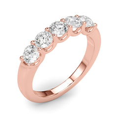 5-Stone Shared Prong Half Eternity Ring in Gold & Platinum