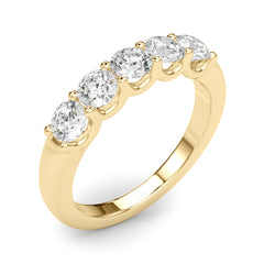 5-Stone Shared Prong Half Eternity Ring in Gold & Platinum