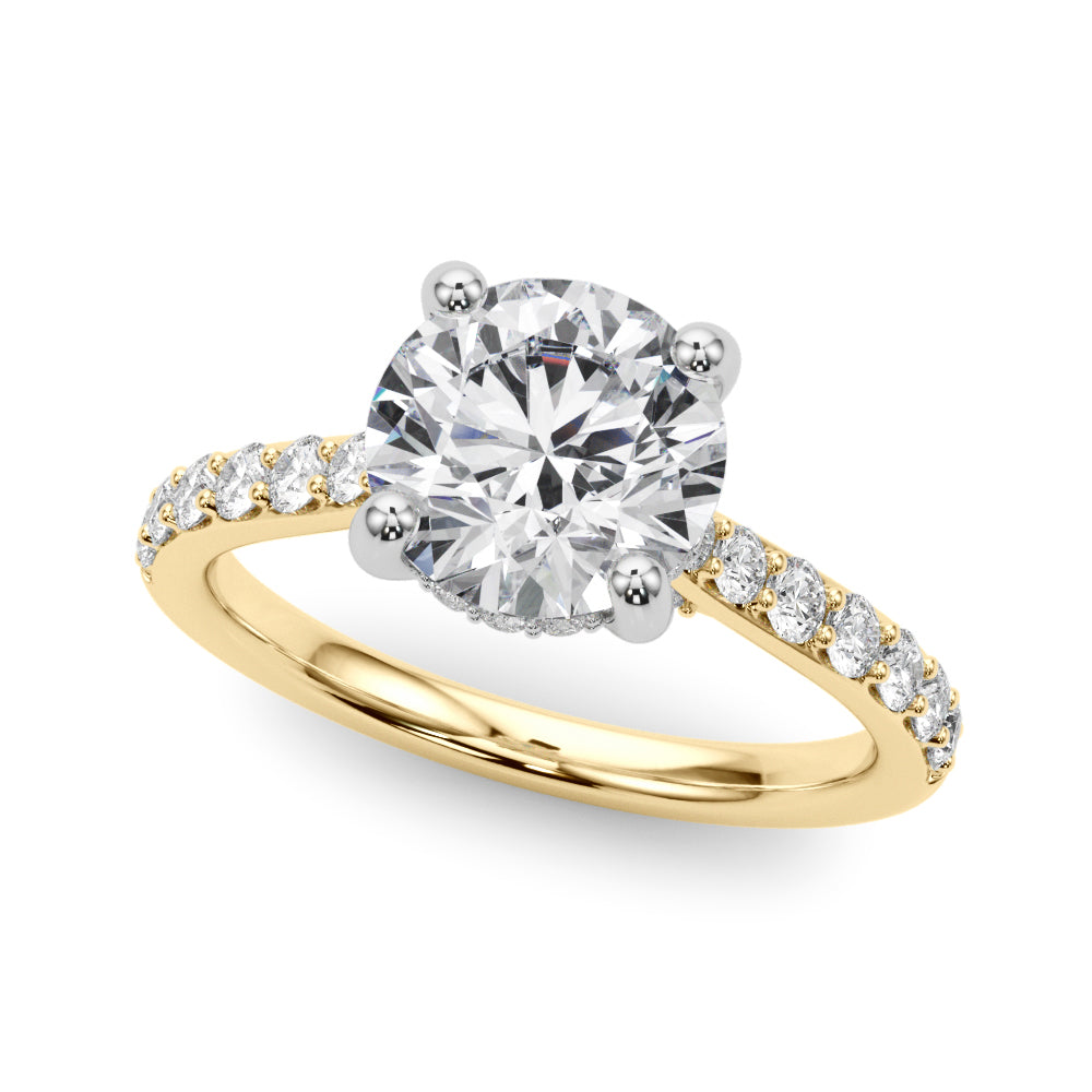 Majestic Halo Round Diamond Engagement Ring — 9K/18K Gold & Platinum
