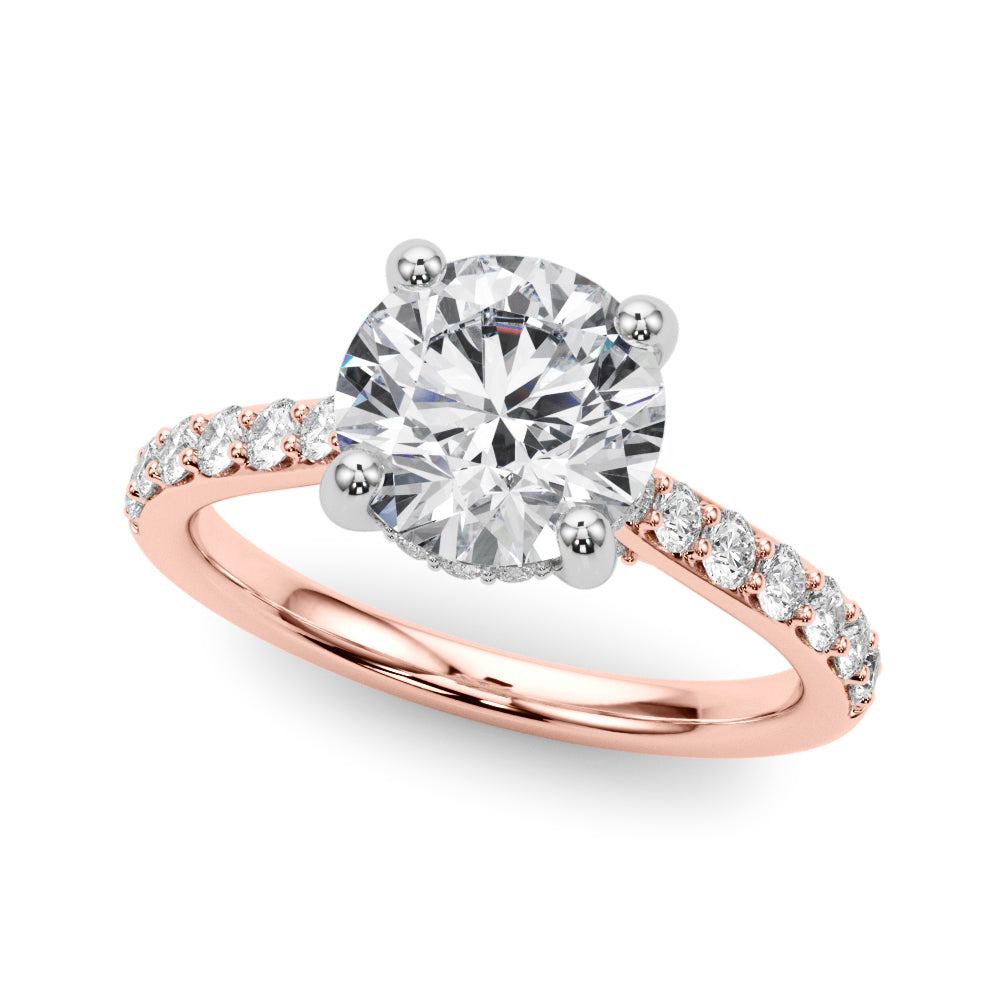 Majestic Halo Round Diamond Engagement Ring — 9K/18K Gold & Platinum