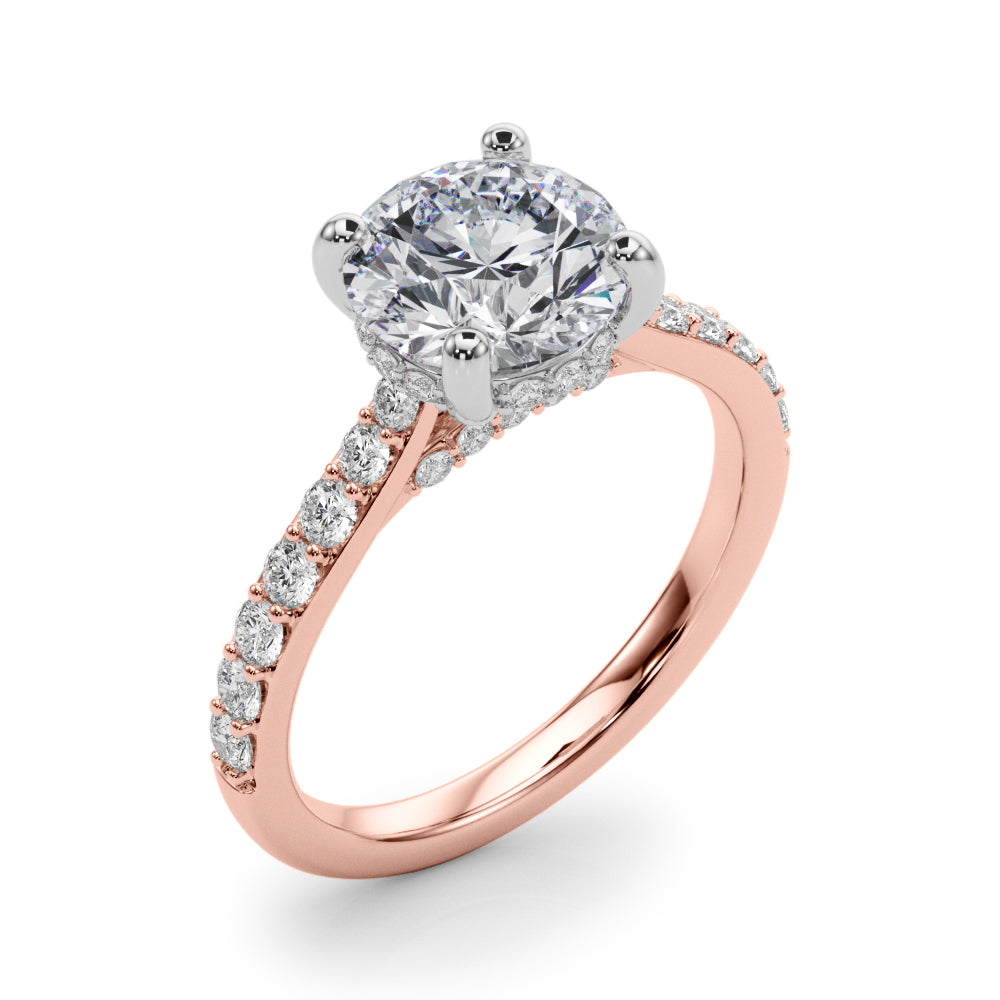 Majestic Halo Round Diamond Engagement Ring — 9K/18K Gold & Platinum