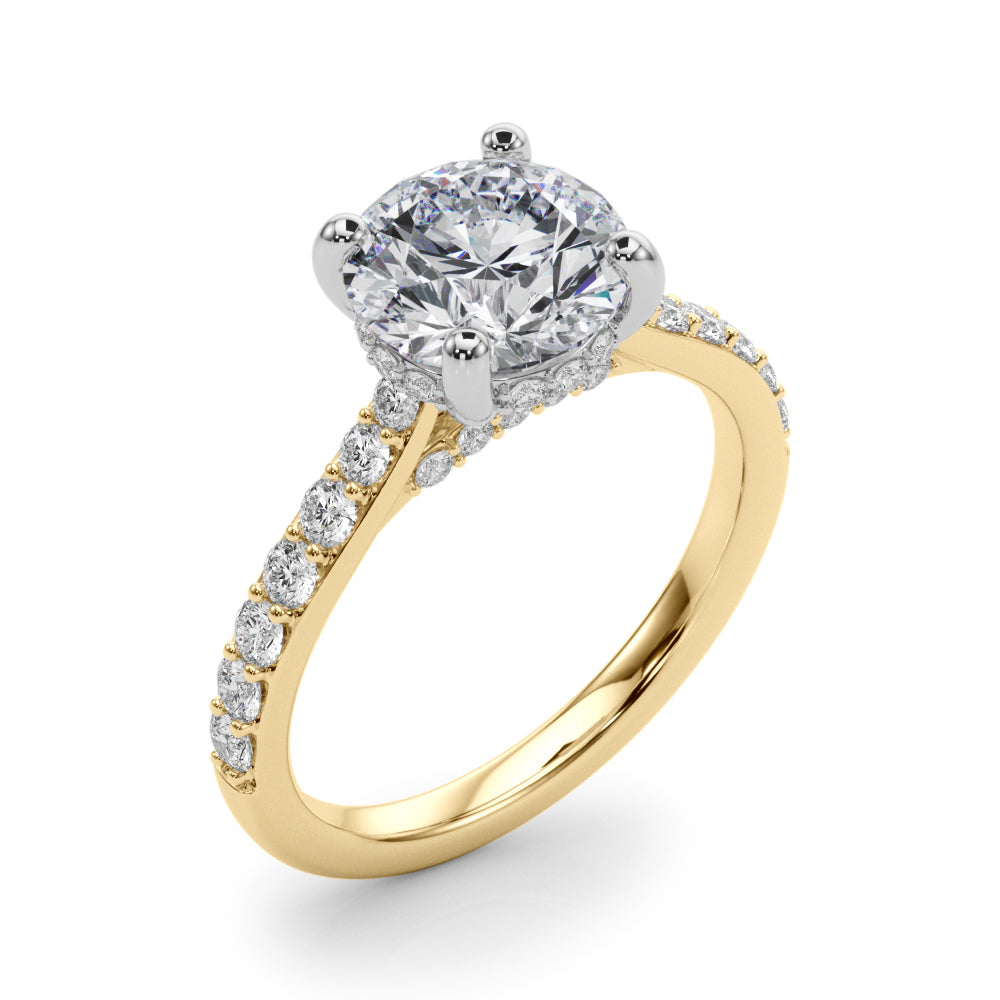Majestic Halo Round Diamond Engagement Ring — 9K/18K Gold & Platinum