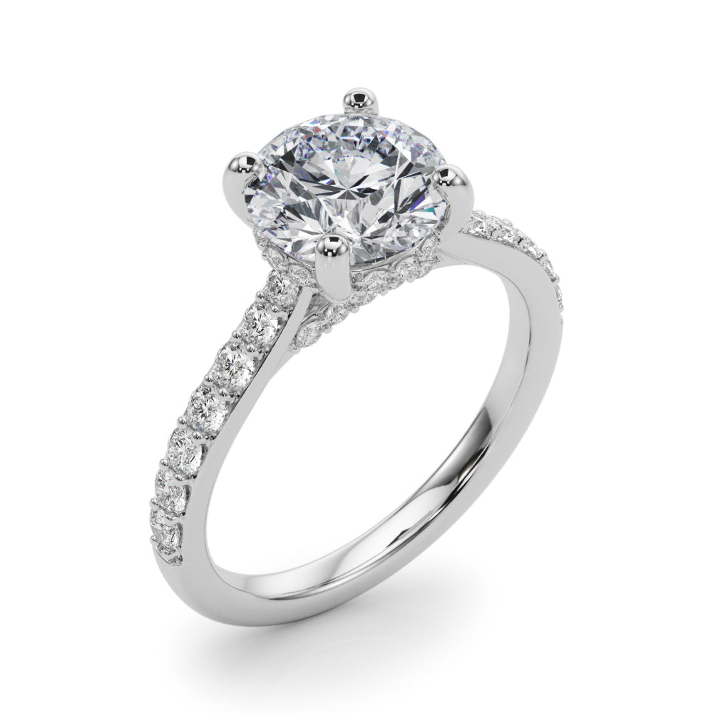 Majestic Halo Round Diamond Engagement Ring — 9K/18K Gold & Platinum