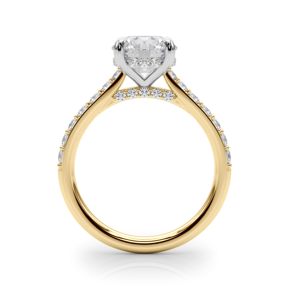 Majestic Halo Round Diamond Engagement Ring — 9K/18K Gold & Platinum