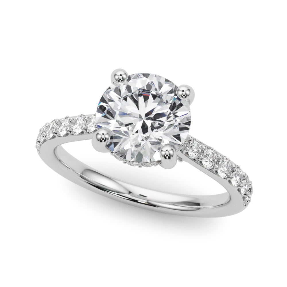 Majestic Halo Round Diamond Engagement Ring — 9K/18K Gold & Platinum