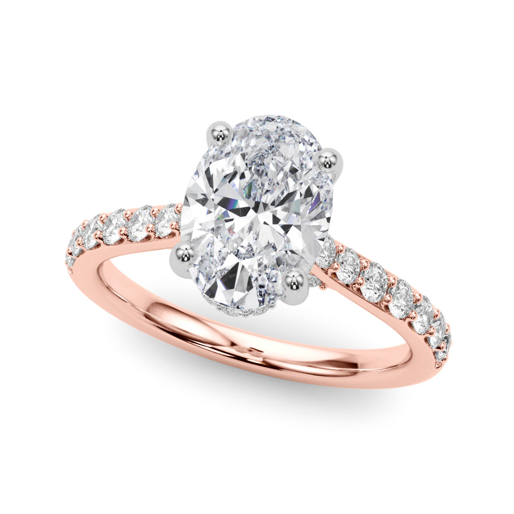 Refined Halo Oval Diamond Engagement Ring — 9K/18K Gold & Platinum