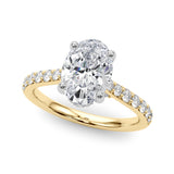 Refined Halo Oval Diamond Engagement Ring — 9K/18K Gold & Platinum