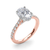 Refined Halo Oval Diamond Engagement Ring — 9K/18K Gold & Platinum