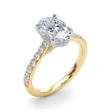 Refined Halo Oval Diamond Engagement Ring — 9K/18K Gold & Platinum