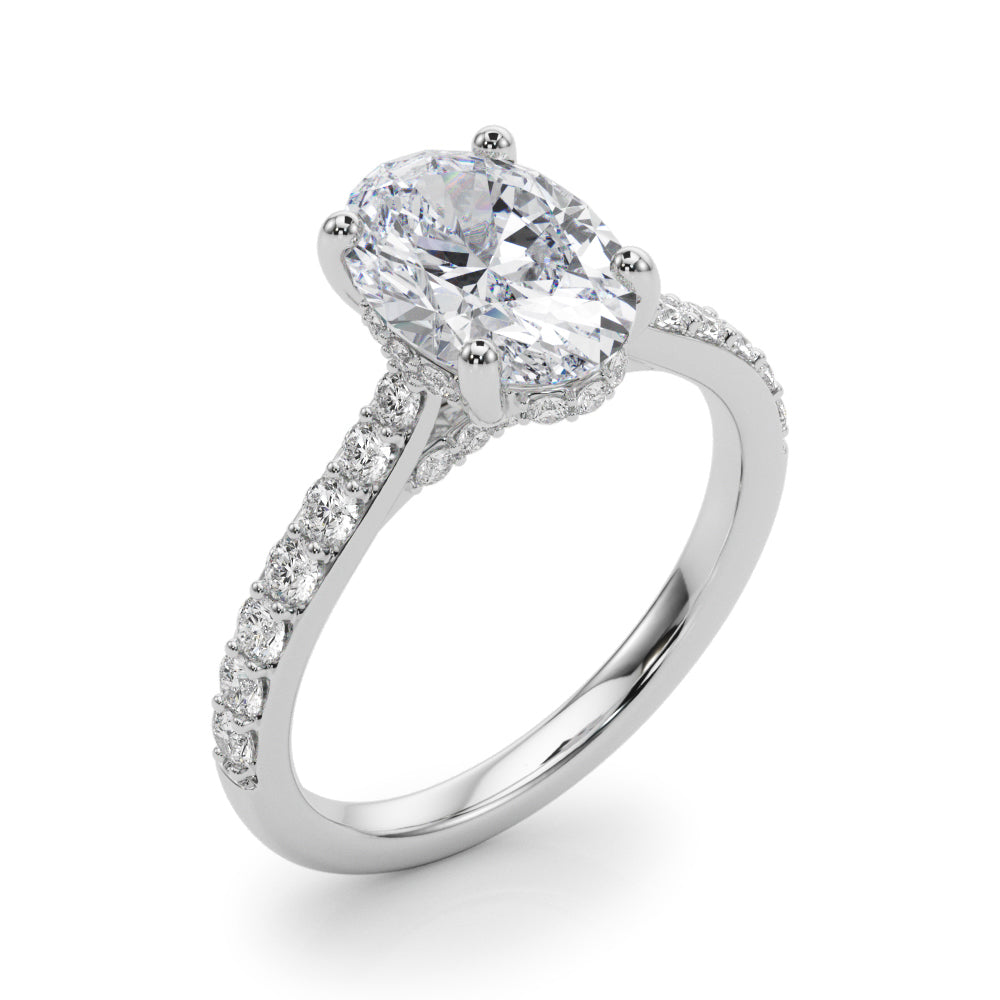 Refined Halo Oval Diamond Engagement Ring — 9K/18K Gold & Platinum