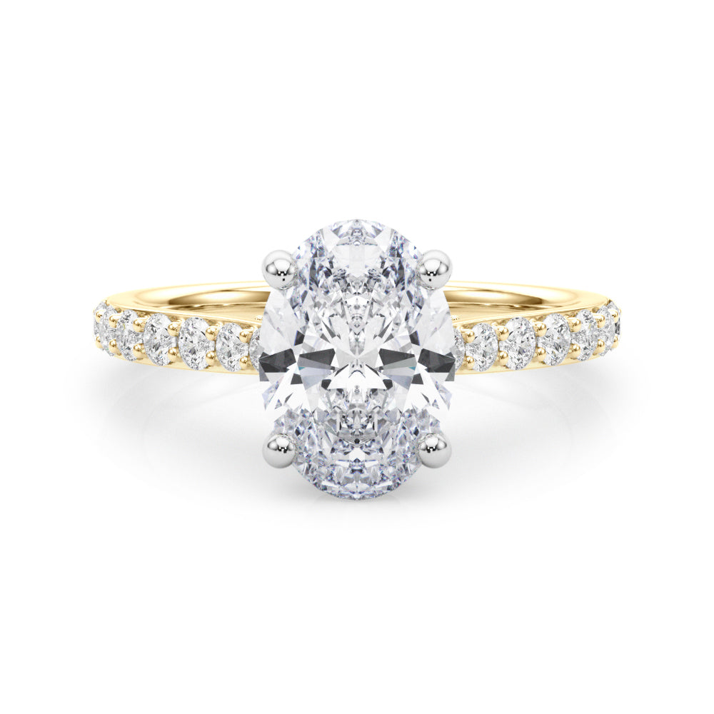 Refined Halo Oval Diamond Engagement Ring — 9K/18K Gold & Platinum