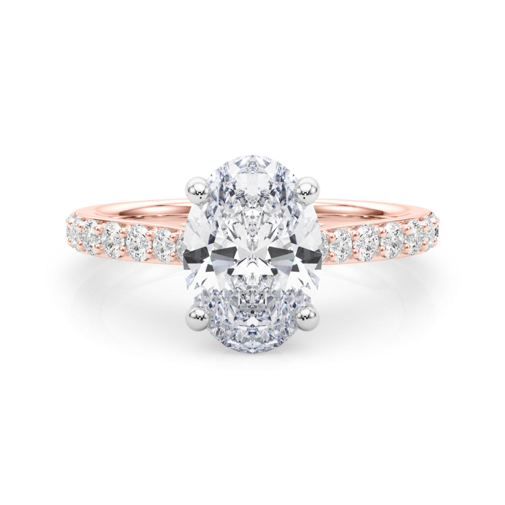 Refined Halo Oval Diamond Engagement Ring — 9K/18K Gold & Platinum