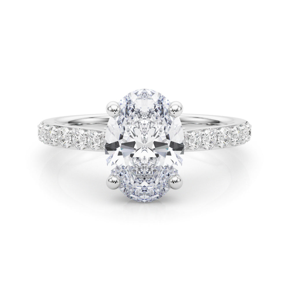 Refined Halo Oval Diamond Engagement Ring — 9K/18K Gold & Platinum