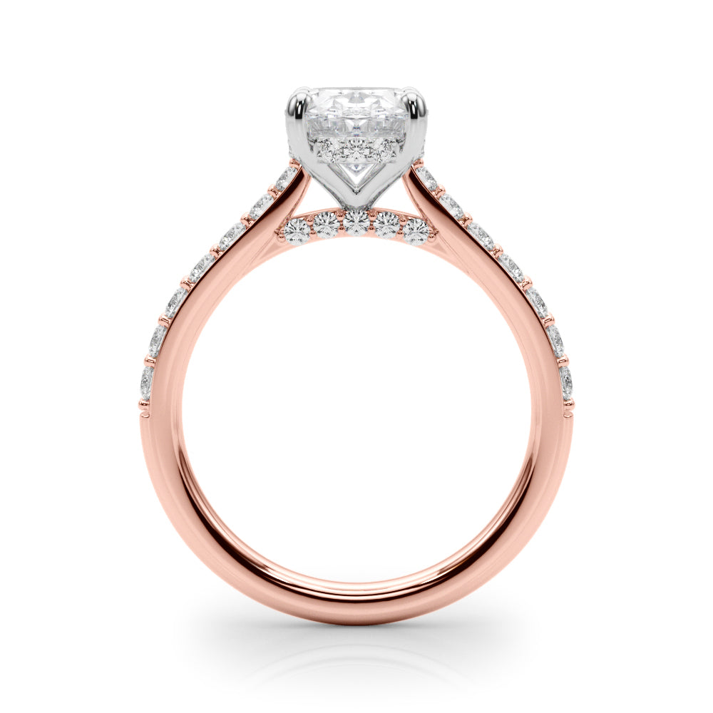 Refined Halo Oval Diamond Engagement Ring — 9K/18K Gold & Platinum