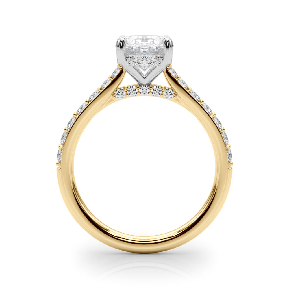 Refined Halo Oval Diamond Engagement Ring — 9K/18K Gold & Platinum
