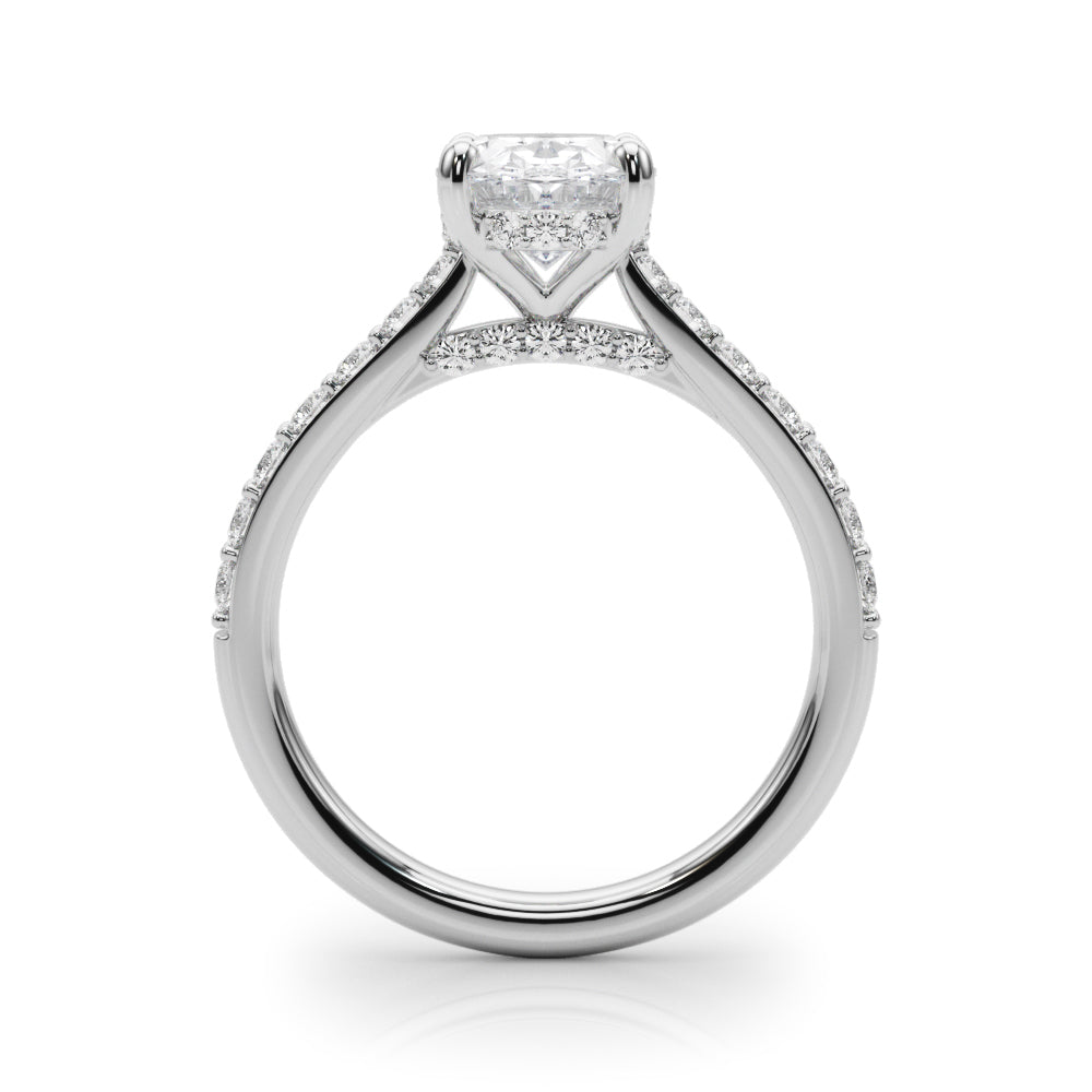 Refined Halo Oval Diamond Engagement Ring — 9K/18K Gold & Platinum
