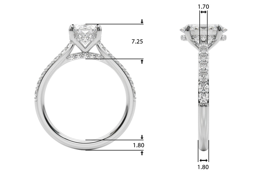 Refined Halo Oval Diamond Engagement Ring — 9K/18K Gold & Platinum