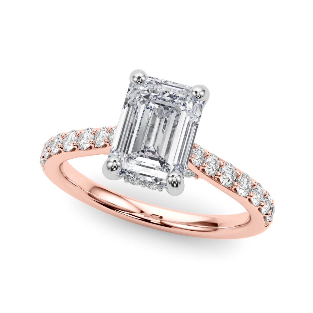 Luxe Halo Emerald Diamond Engagement Ring — 9K/18K Gold & Platinum