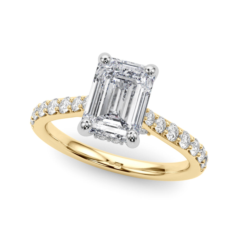 Luxe Halo Emerald Diamond Engagement Ring — 9K/18K Gold & Platinum