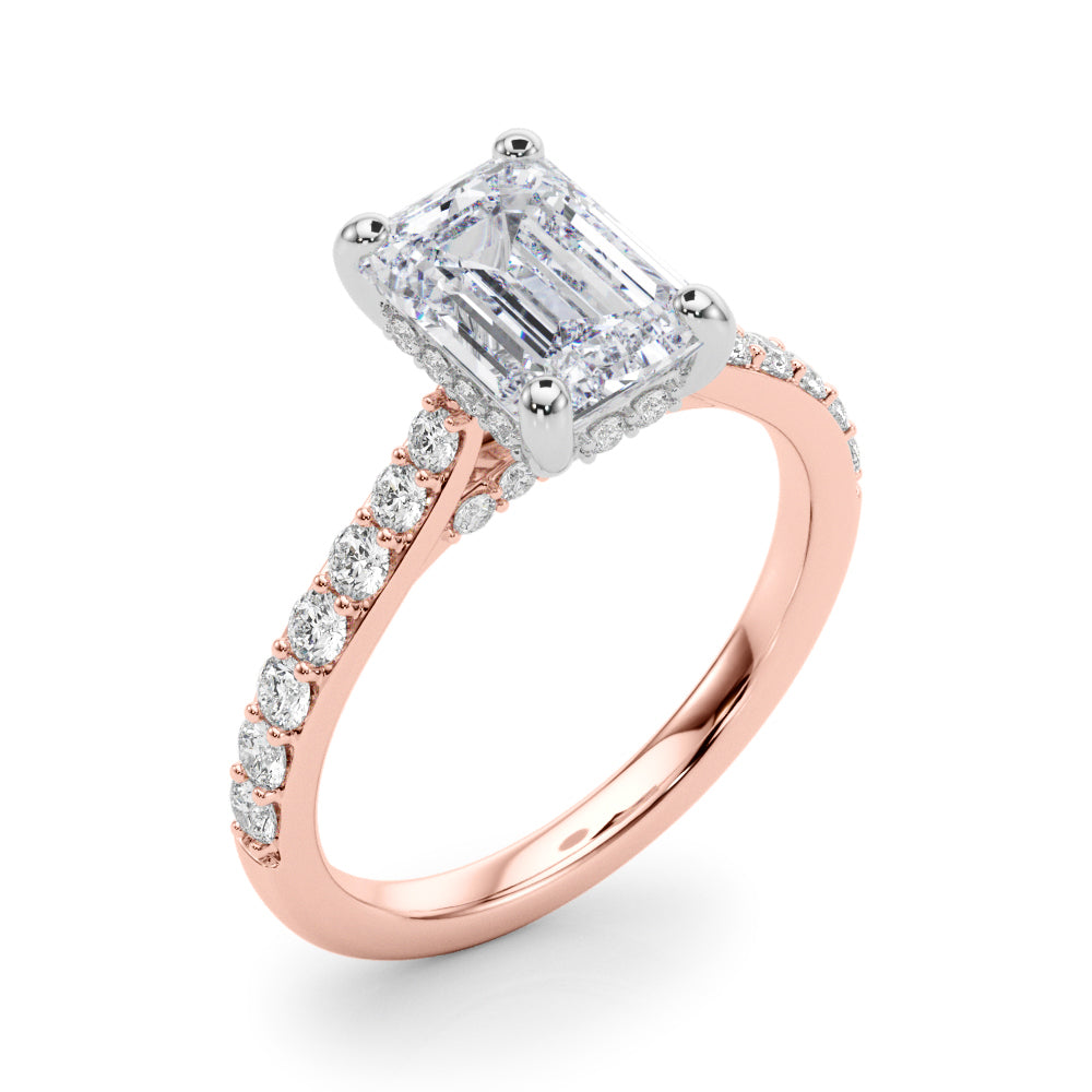 Luxe Halo Emerald Diamond Engagement Ring — 9K/18K Gold & Platinum
