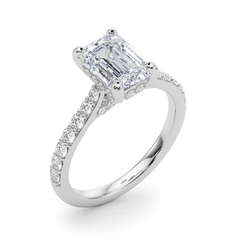 Luxe Halo Emerald Diamond Engagement Ring — 9K/18K Gold & Platinum